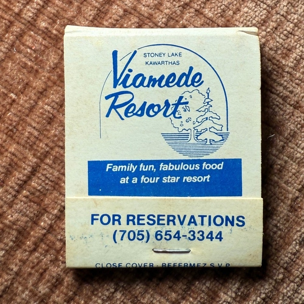 Viamede Resort Matchbook Stoney‎ Lake Kawarthas Ontario Vtg Canada Advertising